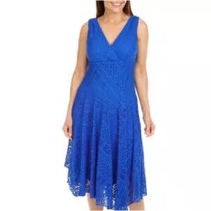 Rabbit Rabbit Rabbit Electric Blue Lace Overlay Asymmetrical Dress - Small